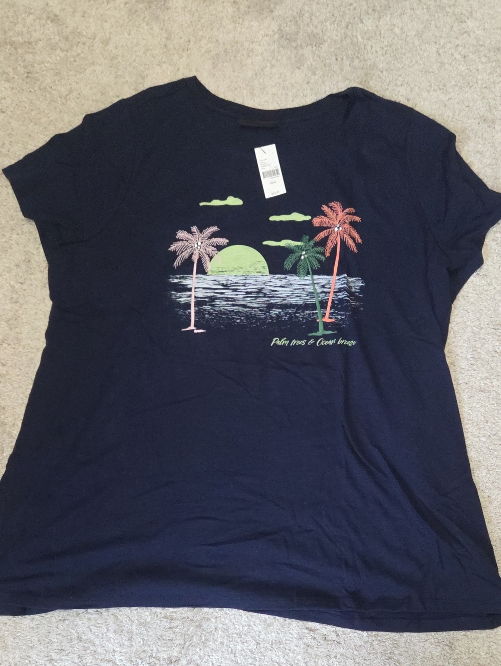Lane Bryant Navy Palm Sunset Graphic Tee